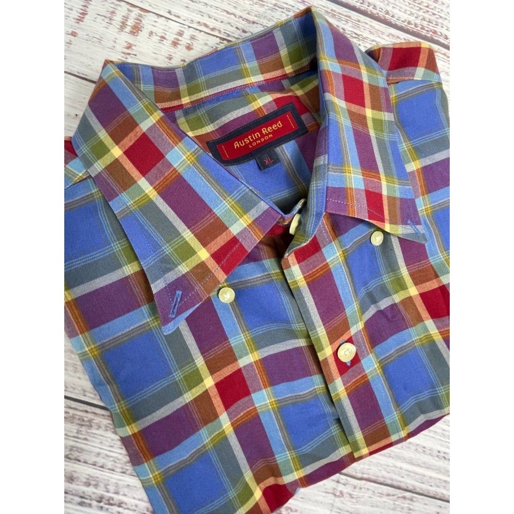 Austin Reed London Men’s XL Multi Color Plaid Button Down Long Sleeve Shirt
